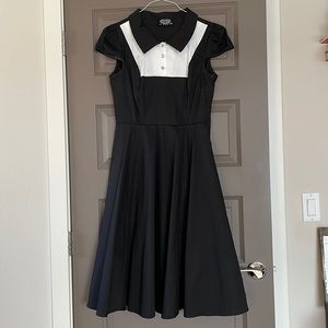 Black & White Hearts & Roses Tuxedo Swing Dress